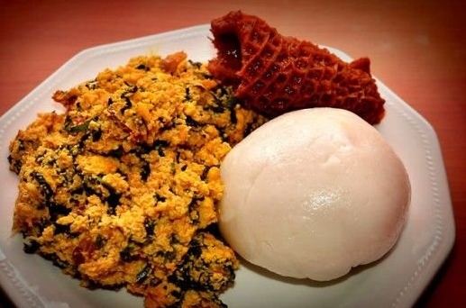 iyan ati egusi, pounded yam and melon soup